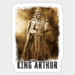 King ARTHUR Vintage portrait with Crown Helmet and Sword Sticker